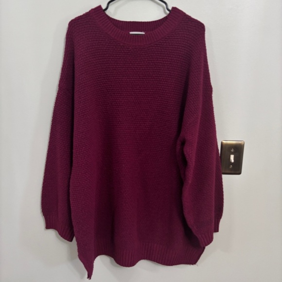 Gypsy Cloud Maroon Crew Neck waffle knit long Sweater size 3x - Picture 1 of 7